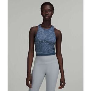 Lululemon Ebb to Street Cropped Tank Top Distorted Noise Mineral Blue Size 4